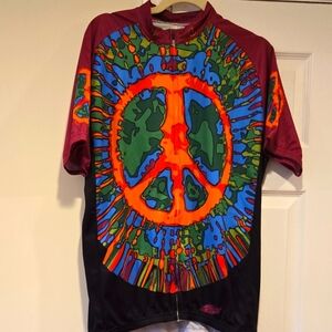 Colorful Peace Sign Bike Jersey unisex XXL. EUC.